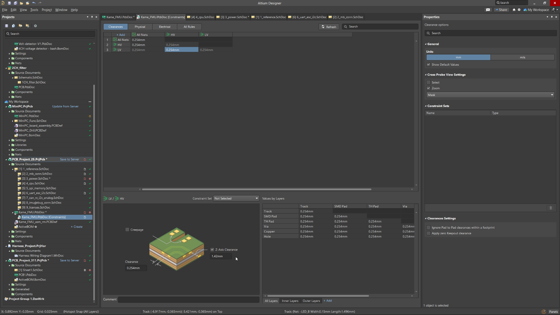 Z-Axis Clearance Rule